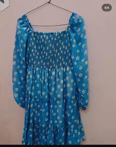 Floral Print Blue Dress