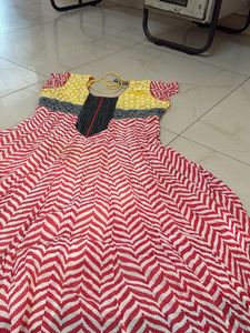 Red &amp; White Printed Kurta