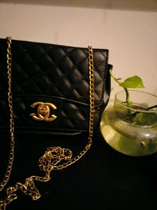 Pu Leather Sling Chanel Luxory Design Black Slimg