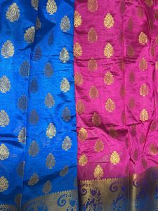 Brand New Pink Blue Saree