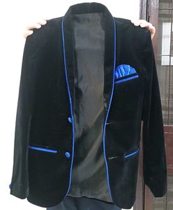 Velvet Blazer with Blue Trim
