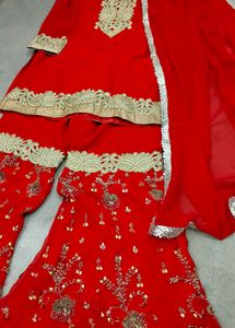 Red Embellished Fabric