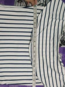 White Top With Navy Blue Lines
