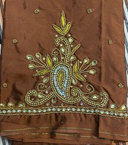 Brown Maggam Work Blouse Unstitched