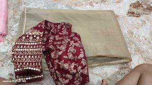 party wear gold crush saree