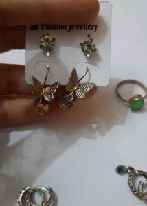 Vintage Silver Tone Drop Earrings And Ring Set 8