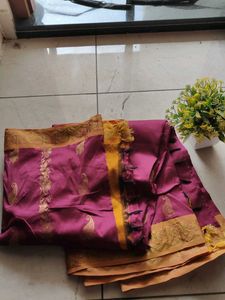 Elegant Maroon Saree with Gold Border