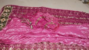 Elegant Pink Embellished Saree