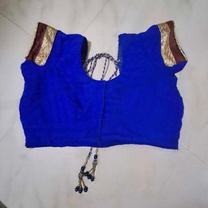 Blue Embroidered Saree with Blouse