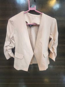 Nude Blazer With Fancy Sleeves