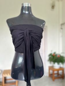 Black Tie-Front Tube Top
