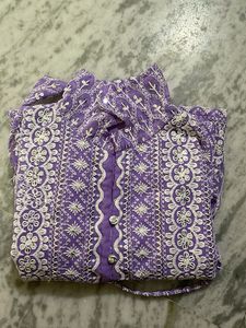 Purple Embroidered Kurta