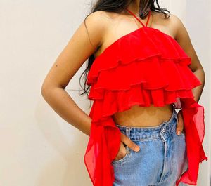 Red Ruffled Top