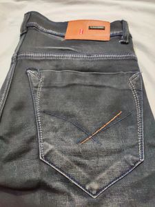 Dark Grey Regular Fit Distressed Jeans