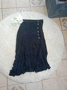Black Button-Up Midi Skirt