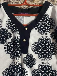 White Floral Print Top