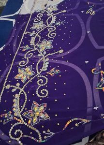 white with Purple partywear stone work sar