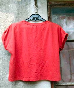 Red Short Sleeve Crop Tshirt
