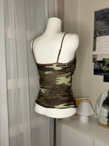 Y2K Camo Lace Trim Tank Top