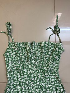 A-line green Strappy Dress