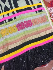 Black Embroided Kurta With Yellow Bottom