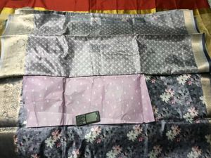 Floral Print Saree with SilverJariBorder+UnstitchB