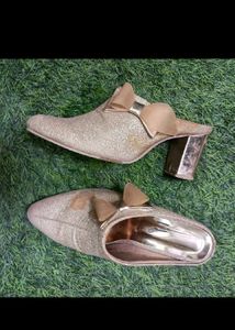 Gold Heels with Bow