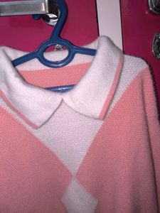 Pink Argyle Knit Sweater