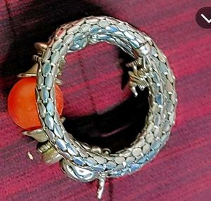 Silver and Red Bracelet