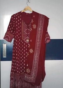 Maroon Printed Salwar Kameez