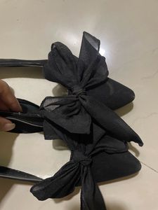Black Bow Pencil Heels