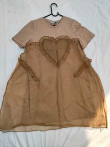 Korean Style Tshirt Organza Short Dress
