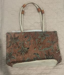 Brown embroidery print Big hand bag for women