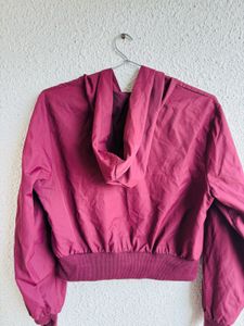 Burgundy Cropped Hoodie Jacket