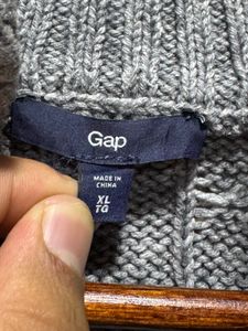 GAP Grey Cable Knit Mock Neck Sweater