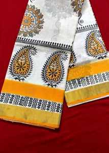 Kerala cotton Elegant Printed Saree
