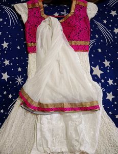 White And Pink Colour Anarkali Suit