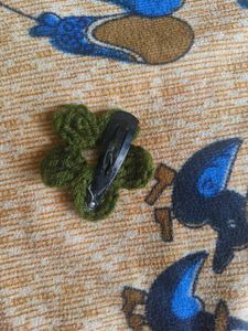 Olive Green Crochet Flower Hair Tie