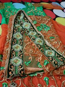 Price Down Party Wedding Gown/ Dupatta,