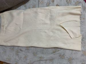 Cream Striped Knit Skirt