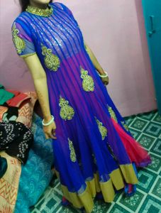 Elegant Blue &amp; Pink Anarkali