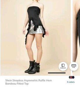 Chic Assymetric Strapless Ruffle fittedTop