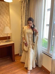 Golden Heavy Sharara Suit