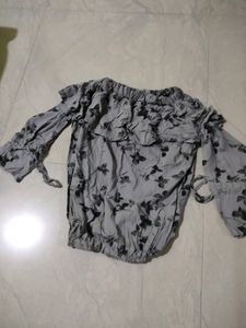 Off Shoulder Women's Grey Top