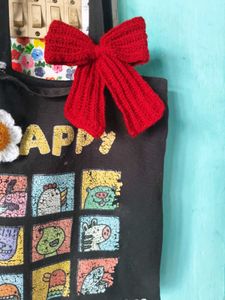Red Crochet Hair Bow
