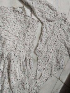 Floral Print Ruffle Frock With Shirt