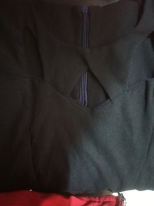 Womens Flared Black Dress / Midi / One Piece