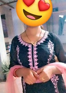 Elegant Embroidered Black Kurti Set