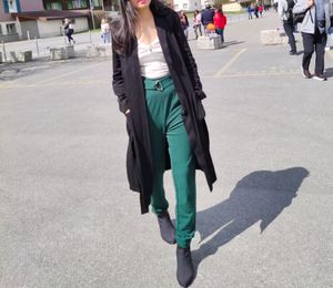 Beautiful White Top With Green Trousers