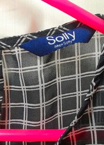 Allen Solly Black Top With Dull White Chex
